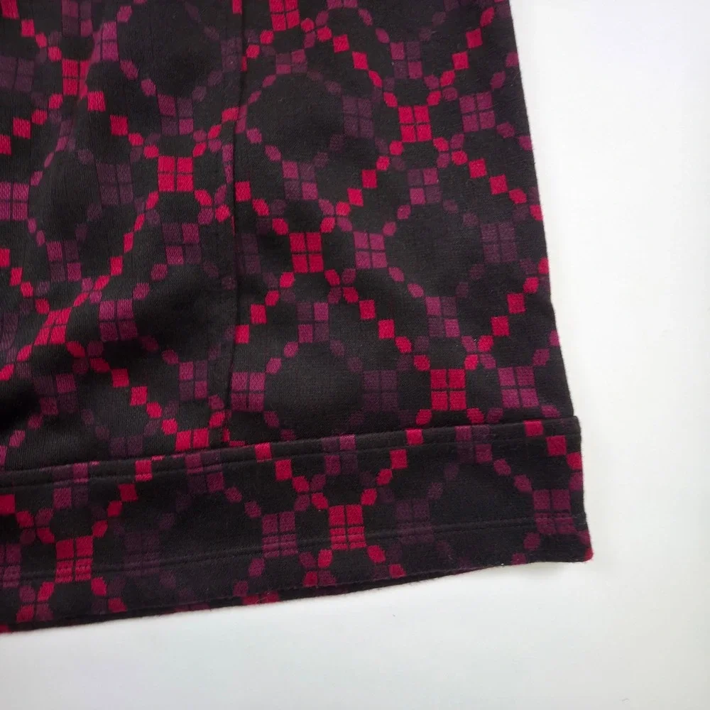 Free People Mini Skirt Womens M Burgundy Black Geometric‎ Diamond Knit Stretch